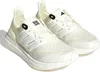 A pair of white Adidas Ultraboost running shoes are shown from a slightly elevated front-left angle against a white background. Podgląd zdjęcia produktu