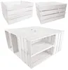 A collage of white wooden crates, including a stacked set and a coffee table arrangement. Produktbild-Vorschau