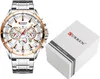 A men's wristwatch and its packaging are displayed on a white background. Produktbild-Vorschau