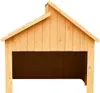 A wooden garage for a robotic lawnmower, shown from the front against a white background. Voir les images du produit