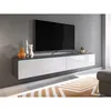 A modern living room with a wall-mounted TV stand and television. Náhľad obrázku produktu