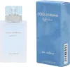A bottle of Dolce & Gabbana Light Blue Eau Intense perfume and its packaging are displayed side-by-side against a white background. Podgląd zdjęcia produktu