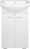 A white bathroom vanity with a sink on top, against a white background. Voir les images du produit