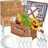 Cesto da picnic in vimini per 4 persone, set di posate, Anteprima dell’immagine prodotto 14