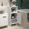 A bathroom scene with a white cabinet, sink, and bathtub. Voir les images du produit