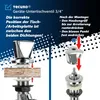 Diagrams illustrating the installation of a Tecuro under-sink valve, showing the correct placement of a countertop and the assembly steps. Produktbild-Vorschau