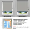Diagrams illustrating how to measure and install a roller blind, with two different mounting options shown. Náhled obrázku produktu