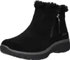 A black Skechers boot with fur trim and a side zipper. Produktbild-Vorschau