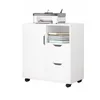 A white storage cabinet with a printer on top, and books and drawers. Podgląd zdjęcia produktu