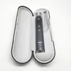 An open black toothbrush case with a black electric toothbrush inside. Produktbild-Vorschau