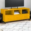 vidaXL Mobile TV giallo senape 100,5x39x43,5 cm Acciaio Anteprima dell’immagine prodotto 2