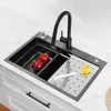 Edelstahlspüle schwarz 70x45cm mit Stufen, Kratzfest & Produktbild-Vorschau 2