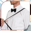 A man wearing a white dress shirt, black bowtie, and black suspenders. Produktbild-Vorschau