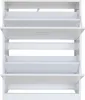 A white shoe cabinet with multiple shelves, some of which are open. Voir les images du produit