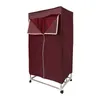 A burgundy electric heater clothes rack with wheels and a partially open zipper. Podgląd zdjęcia produktu