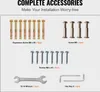 An image showing various hardware accessories for installation, including screws, wrenches, and hex keys. Podgląd zdjęcia produktu