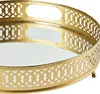 Spiegeltablett Serviertablett Deko Tablett Rund Nikita Gold Produktbild-Vorschau 6