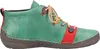 A side view of a green leather boot with red and blue accents. Anteprima dell’immagine prodotto