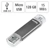 Hama USB-Stick Laeta Twin, USB 2.0, 128GB, Grau Produktbild-Vorschau 2