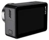 A black action camera is shown from a diagonal angle, with its screen facing the viewer. Voir les images du produit