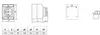 Technical drawings and a dimension table for an electrical component. Produktbild-Vorschau