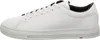 Side view of a white leather sneaker. Voir les images du produit