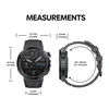 Diagrams showing the measurements of a smartwatch. Produktbild-Vorschau