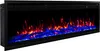 A long, black electric fireplace with realistic-looking flames in red and blue. Náhľad obrázku produktu