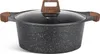 A speckled black pot with a glass lid and wooden handles sits on a white background. Produktbild-Vorschau