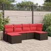 vidaXL Sofa Set mit Kissen 6 pcs Braun Poly Rattan Produktbild-Vorschau 2