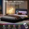Čalouněná postel s funkcí nabíjení USB a úložným čelem LED, Náhled obrázku produktu 5
