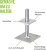 A close-up view of a metal post support with labels indicating its features. Náhľad obrázku produktu