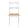 A front view of a white and wood dining chair against a white background. Produktbild-Vorschau