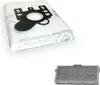 A vacuum cleaner bag and a HEPA filter are shown against a white background. Produktbild-Vorschau