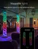 Outdoor patio with columns decorated with colorful LED string lights, and a smartphone displaying a light control app. Náhľad obrázku produktu