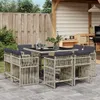 vidaXL 9-tlg. Garten-Essgruppe mit Kissen Hellgrau Poly Produktbild-Vorschau 2