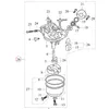 A diagram of a carburetor with numbered parts. Produktbild-Vorschau