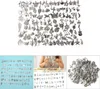 100 kusů DIY přívěsků, tmavě stříbrná slitina, různé styly, Náhled obrázku produktu 6