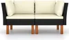 A studio shot of a black rattan sofa with cream cushions. Náhľad obrázku produktu