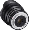 A close-up, angled view of the rear of a camera lens. Produktbild-Vorschau