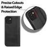 A black flip case for a Samsung Galaxy A03 phone is shown, with a close-up view highlighting the camera cutout and raised edge protection. Náhľad obrázku produktu