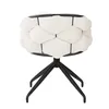 A white upholstered stool with a black metal base. Produktbild-Vorschau