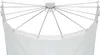 A close-up view of a shower curtain rod with multiple arms extending from a central mount, holding up a white shower curtain. Produktbild-Vorschau