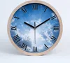Holzuhr 20fi cm wanduhr - schwarze Spitzen - Wolken im Produktbild-Vorschau 1