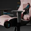 Close-up marketing image of a pink gaming chair, highlighting its armrest features. Náhľad obrázku produktu