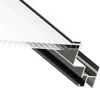 A close-up view of a greenhouse panel and its aluminum frame. Produktbild-Vorschau