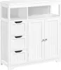 A white bathroom cabinet with three drawers on the left and two doors on the right, set against a white background. Produktbild-Vorschau