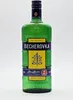 A green glass bottle of Becherovka herbal liqueur against a white background. Produktbild-Vorschau