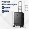 A black suitcase with dimensions and capacity information displayed next to it. Anteprima dell’immagine prodotto