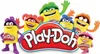 A group of anthropomorphic Play-Doh containers with different colored hats and accessories, smiling and waving. Produktbild-Vorschau